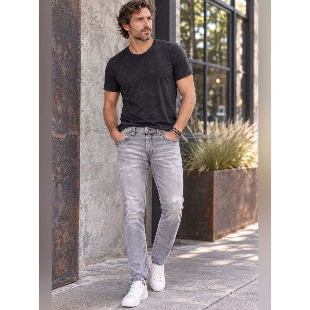 Diesel THAVAR Grey Jeans Men’s Size 28 Slim Skinny Distressed Stretch Denim Y2K